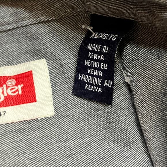 Wrangler Gray Chambray Short Sleeve Button Up Shirt Men’s XL - Picture 8 of 11